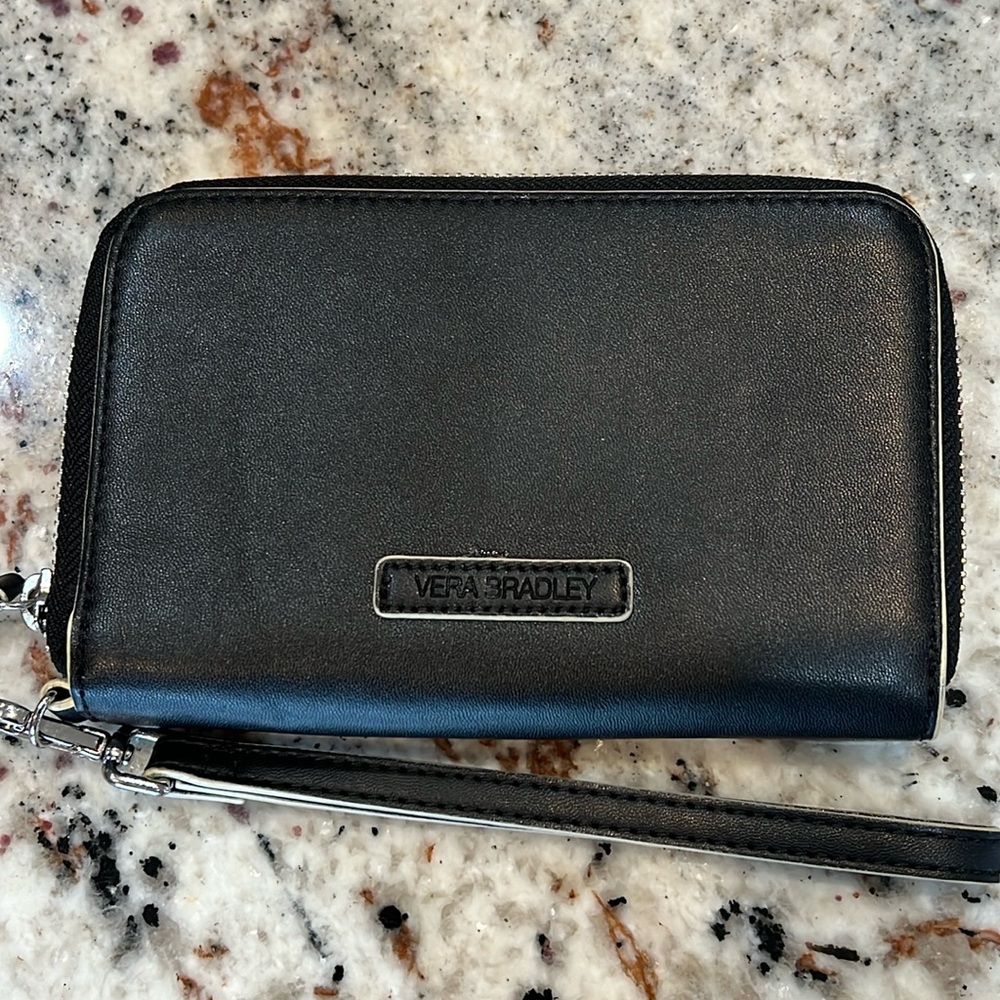 Vera Bradley Black Small Zip Around Wallet Wristlet